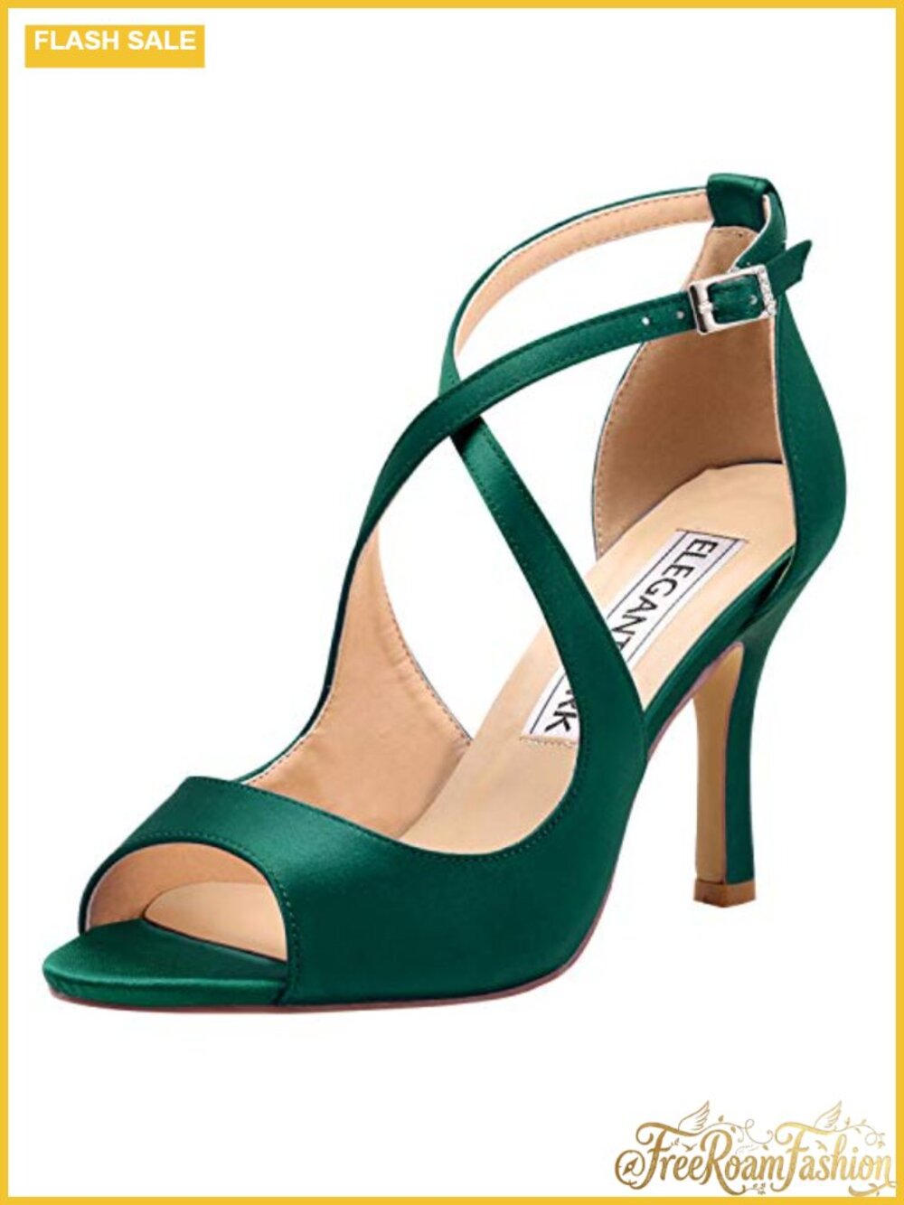 ELEGANTPARK Satin Peep Toe Strappy High Heels Dress Sandals